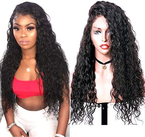 Glueless Lace Front Wigs Natural Deep Curly Synthetic Lace Wigs For Women With Baby Hair Natural Hairline Heat Resistant Fiber Hair Half Hand Tied 22inch