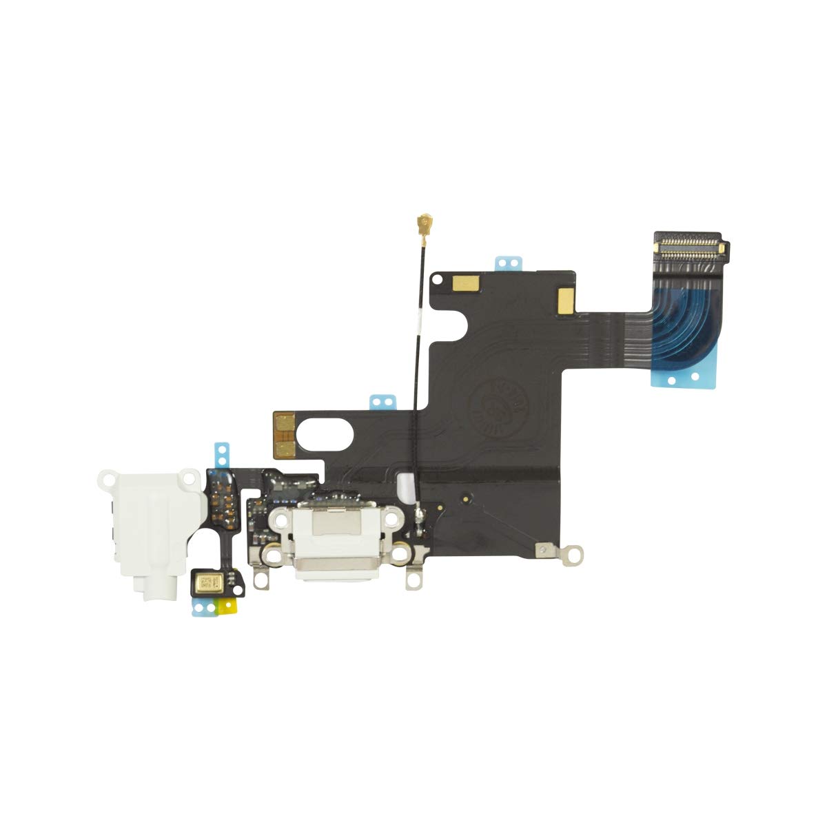 OnlyTech - Charging Connector for iPhone 6 White Flex Cable with USB Dock, Jack connector, Microphone and GSM Antenna