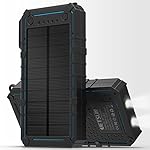 JETSUN Solar Charger 16750mAh Portable Solar Power Bank with Waterproof Solar Panel and Flashlight for iPhone, iPad, Android and more-Blue