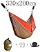 Cutequeen Double Nest Nylon Fabric Hammock with Multi Loops Tree Straps (Olive/Red)