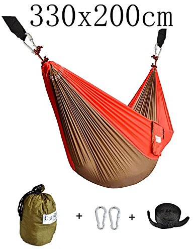CUTEQUEEN TRADING Double Nest Ultralight Portable Outfitters Parachute Nylon Fabric Hammock For  ...
