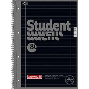 BRUNNEN Collegeblock Premium Student Colour Code | A4, Lineatur 27, 80 Blatt, onyx