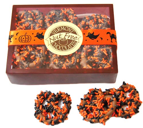 Vermont Nut Free Chocolates Halloween Chocolate Covered Pretzels Gift Box (6.8 oz)