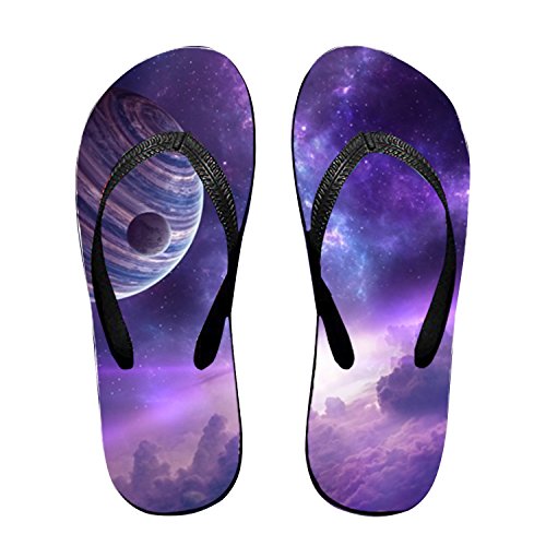 Hitecera Nebula Planet Purple Sci Fi Space Flip Flops Funny Sandy Flat Thong Sandals Slipper Mat for Men Women