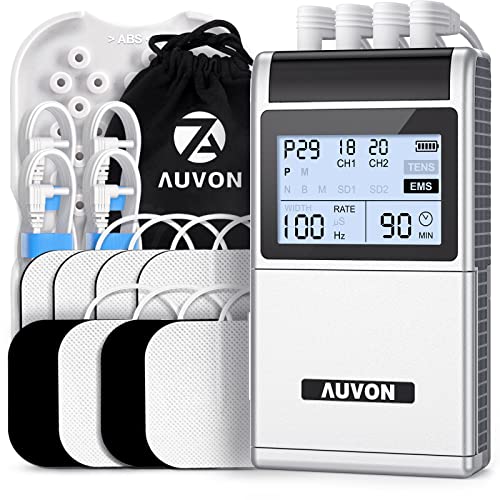 AUVON 4 Outputs TENS Unit Muscle Stimulator for Pain Relief Therapy