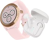Harry Lime Pink Smart Watch w/ White True Wireless Earbuds - iOS Android view 2
