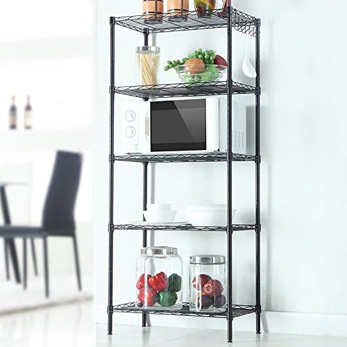 Heavy Duty 5 Tiers Layer 59"x21"x11" Wire Shelving Rack Adjustable Shelf Storage（Black 5 Layers）