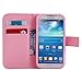 S4 Case,Galaxy i9500 Case LEECOCO Fancy Paint Floral Design Case [Credit Cards Slot] [Cash Pockets] PU Leather Flip Wallet Case with Stand for Samsung Galaxy S4 I9500,Pink Cat