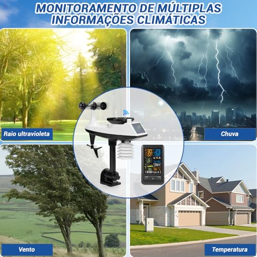 Estação Meteorológica, Estações Meteorológicas Sem Fio Interno Externo, Estação Meteorológica Sem Fio, com Pluviômetro