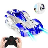 Toy Cars for 5-10 Year Old Boys Joyfun Wall Climbing Car Remote Control Car 2.4GHz RC Racing Car Spiderman Car Toys for Kids Wall Stunt Climber Birthday Gifts Blue