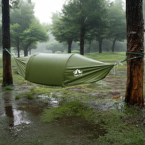 Night Cat Rainfly 1 Person Hammock Tent with Mosquito Net Waterproof Hiking Garden Camping Backyard Wild