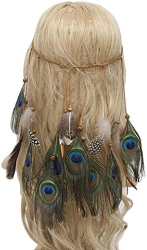 TONSEE Women Bohemian Feather Headband Hippie Headdress Hair Accessories