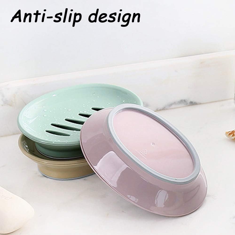 DaKuan 4 Pack Removable Soap Drainers Plastic Soap Holder, Soap Saver Box Container for Bathroom (Pink, Blue, Green, Khaki): Home & Kitchen