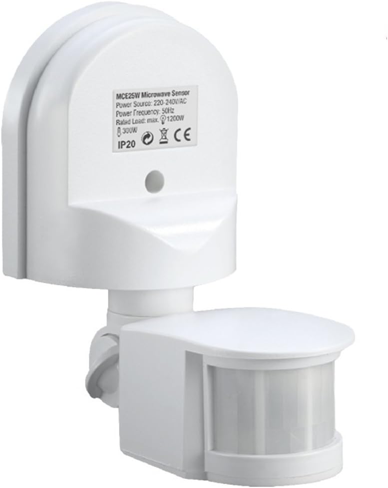 Maclean PIR Motion Detector Sensor Wall Mount 180° IP44 White Outdoor Light