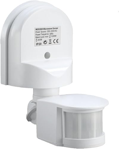 Maclean PIR Motion Detector Sensor Wall Mount 180° IP44 White Outdoor Light
