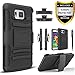 Galaxy Alpha Case, Samsung Galaxy Alpha Case, Combo Rugged Shell Cover Holster with Built-in Kickstand and Holster Locking Belt Clip Black + Circle(TM) Stylus Touch Screen Pen