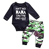 Newborn Baby Boys Winter Clothes Black Romper Bodysuit And Camouflage Pants Outfit Set (9-12Months, Camo Romper Set)