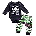 Newborn Baby Boys Winter Clothes Black Romper Bodysuit And Camouflage Pants Outfit Set (9-12Months, Camo Romper Set)
