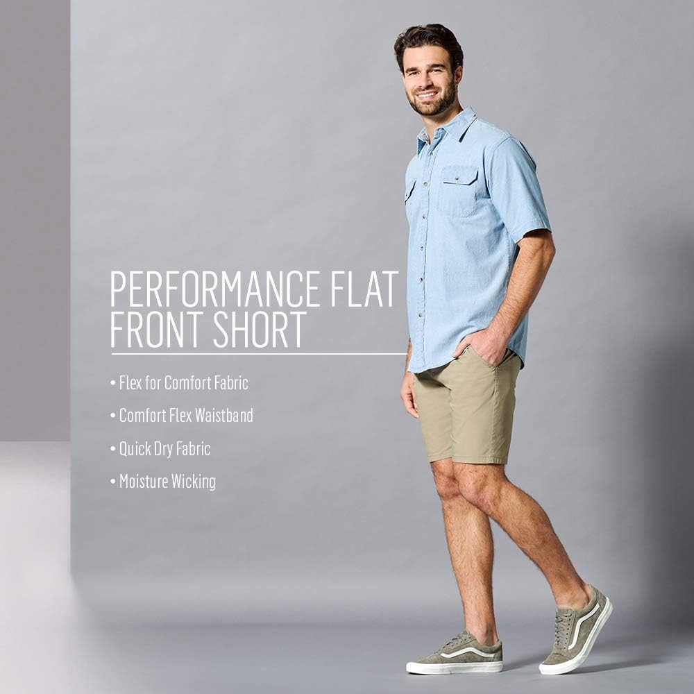 Wrangler Authentics Men's Performance Comfort Waist Flex Flat Front Short at  Men’s Clothing store