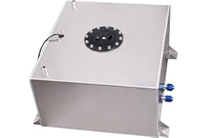 GSTP Universal 15 Gallon 60L Fuel Cell Tank with Cap and Level Sender Polished Aluminum Silver