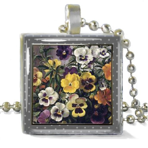 Pansy Faces Silver Plated Pendant