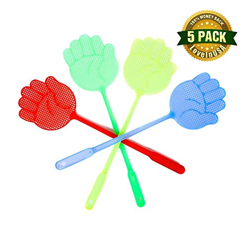 LoveInUSA Fly Swatter Flyflap Pest Control Assorted Colors 5PCS