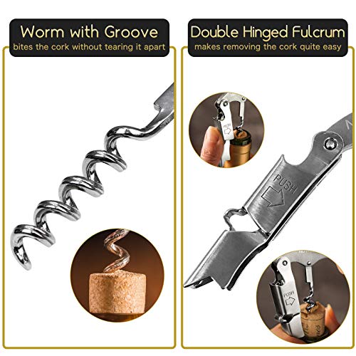 Waiter Corkscrew by NUTRIUPS Double Hinged Wine Key for Bartenders and Servers, Professional