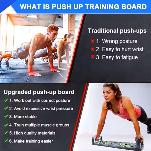 aishini Portable Workout Equipment - 15 in 1 Push Up Board with Pull Up Bar Handles - Upper Body Workout Tool Fitness - Floor Exercise Equipment for Home Gym Workout for Chest, Arm, and Muscle Workout