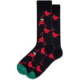 Hot Sox Xmas Cardinal Crew Socks 1 Pair, Black, 10-13