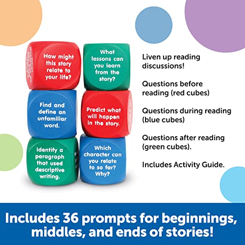 Learning Resources Reading Comprehension Cubes Set of 6, Kids Ages 6