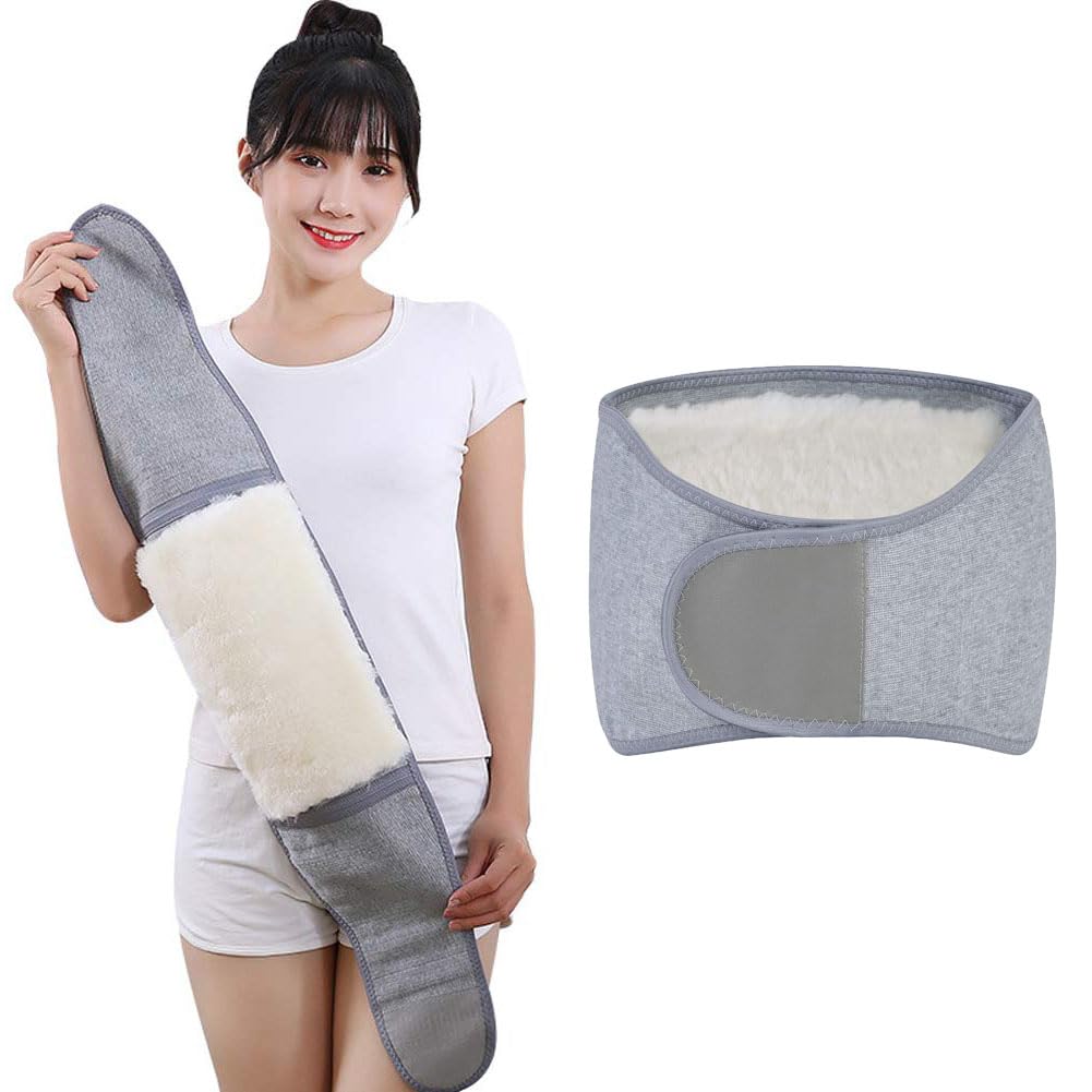 Thicken Warm Lumbar Support Cashmere Knit Kidney Stomach Warmer Belt Adjustable Lower Back Brace Abdominal Binder Breathable Waist Support Warming for Waistline 28.3"-35"