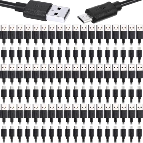 Photo 1 of Kanayu 50 Pcs Micro USB Cable Bulk, 3.3 Ft Fast Charging Cable 2A Cable Charge Cord Compatible with Samsung Galaxy S7 S6 Edge J7 S5, Note 5 4, K40 K20, Kindle, PS4, Tablet(Black)