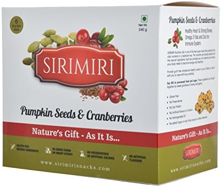 SIRIMIRI Nutrition Bar - Pumpkin Seeds & Cranberries - Pack of 12 (Each 40 gm) - with Natural Cinnamon Flavour