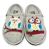 Haflinger Women's Olivia Silver Grey Owl Clog/Mule 38 (US Women's 7) M