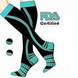 Leg Compression Socks for Women & Men Sports Running & Recovery Medical - Shin Splint from LU&BA (69268659) 20-30 mmHg knee high socks – 1 PAIR (S/M (Women 4-10.5 / Men 3-9) PAIR, Black & Blue)