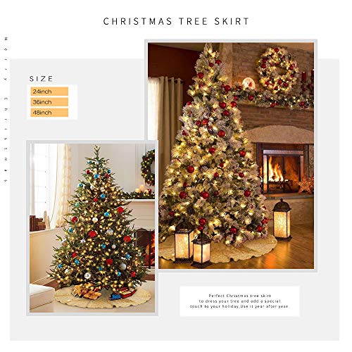 SoarDream Christmas Tree Skirt 48 inches Large Gold Sequin Tree Skirt for Xmas Holiday Party Decorations