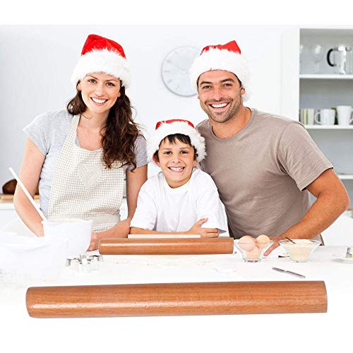 Wooden Rolling Pin for Baking Pizza making, Professional Dough Roller Rolling Pins Wood, 15-3/4-Inch by 1-1/4 Inch, Beech Wood for Baking Pizza, Clay, pasta, Cookies, Roller Pins Baking (RollingPin)