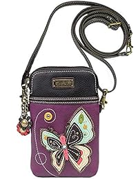 Chala Crossbody Cell Phone Purse - Women PU Leather Multicolor Handbag with Adjustable Strap - New Butterfly Purple