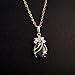 YAZILIND Cute 18K Gold Plated Black Cubic Zirconia Pendant With Necklace for Women