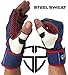 Steel Sweat Weightlifting Gloves with 18-inch Wrist Wrap Support for Workout, Gym and Fitness Training - Best for Men and Women Who Love Weight Lifting - Leather ZED Blue