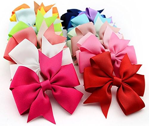 20Pcs Boutique Girls Kids Alligator Clip Grosgrain Ribbon Hair Bows Clips