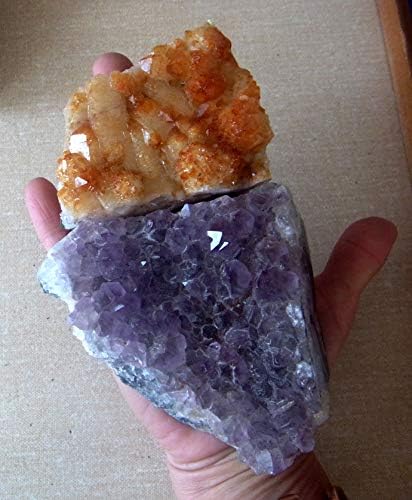 Pair AMETHYST CITRINE and CRYSTAL CLUSTER 689g Wealth & Luck st98