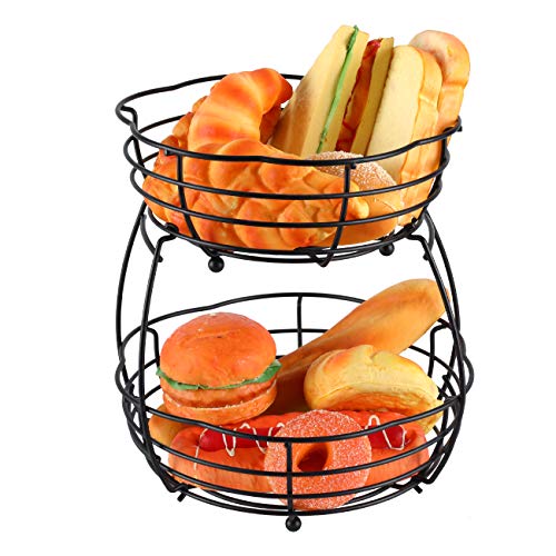 IZLIF-Fruit-Baskets-2-Tier-Metal-Bread-Basket-Storage-Display-Stand-for-Kitchen-with-Screws-Free-Design