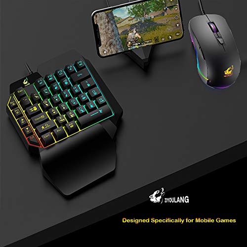 LexonElec-Mobile-Game-Controller-Keyboard-and-Mouse-Converter-One-Hand-Gaming-KeyboardRainbow-Backlight-Breathing-Keyboard-and-Mouse-for-PUBG-Mobile-Android-Tablet-Games