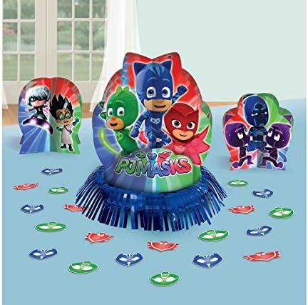 Mozlly Multipack - Amscan PJ Masks Table Decorating Kit - Includes Centerpieces, 3D Centerpieces and Paper Confetti - Catboy, Owlette, Gekko - Novelty Character Party Supplies (23pc Set) (Pack of 6)