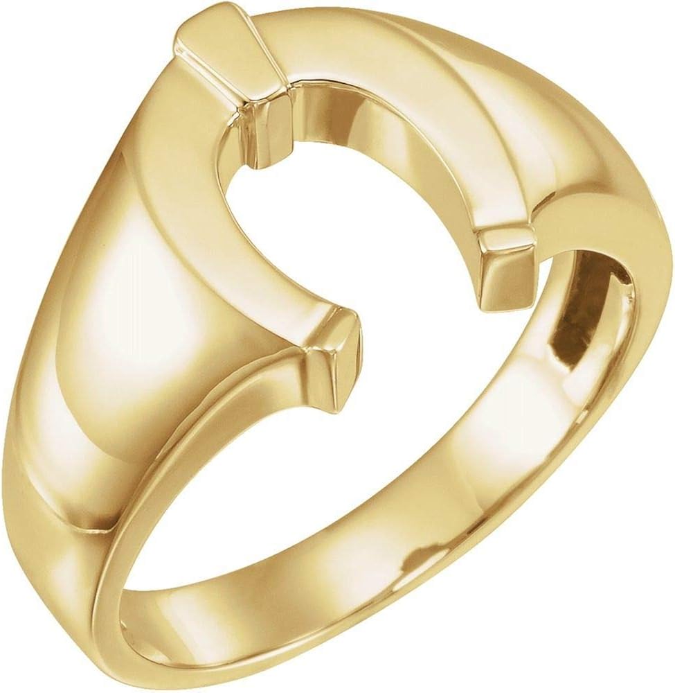Solid 14k Yellow Gold Men's Horseshoe Ring Band Size 10 (Width = 13