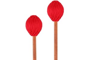 SAUYRASY Marimba Mallets Medium Red Hard Yarn Head Keyboard Percussion Marimba Mallets with Maple Wood Handle,Pack of 2