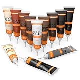 NADAMOO Wood Filler Furniture Repair Kit Wood Scratch Repair Furniture Touch Up Kit Cover Surface Scratch for Wooden Floor Table Door Cabinet Veneer, 12 Dark Color Kit Black White Gray Oak Maple