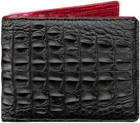 D'SHARK Luxury Crocodile Skin Leather Bi-fold Short Wallet (Black
