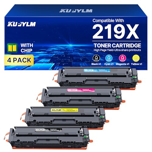 KUPYLM 219X Toner (With Chip) Compatible for HP 219X 219A Toner for HP Color Laserjet Pro MFP 3302FDW 3302SDW 3202DW 3302FDN 3302FDWG 3302SDWG 3302FDNG 3202DN (1Black 1Cyan 1Yellow 1Magenta, 4-Pack)